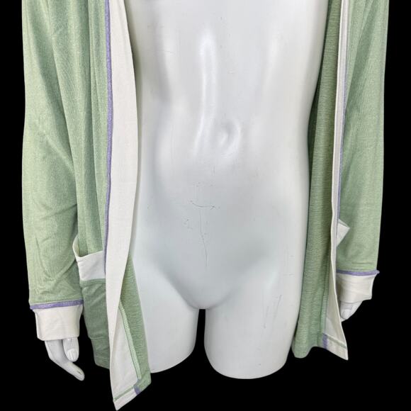 Cuddl Duds Women's Open Front Cardigan Sweater Green Medium Long Sleeve Pockets - Picture 9 of 14